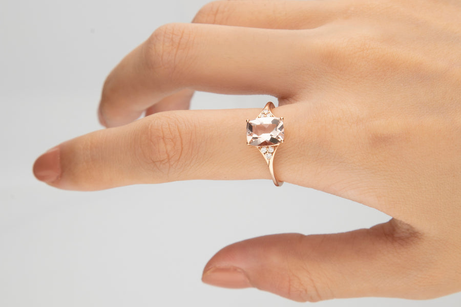 Elyse 14K Rose Gold Cushion-Cut Madagascar Morganite Ring