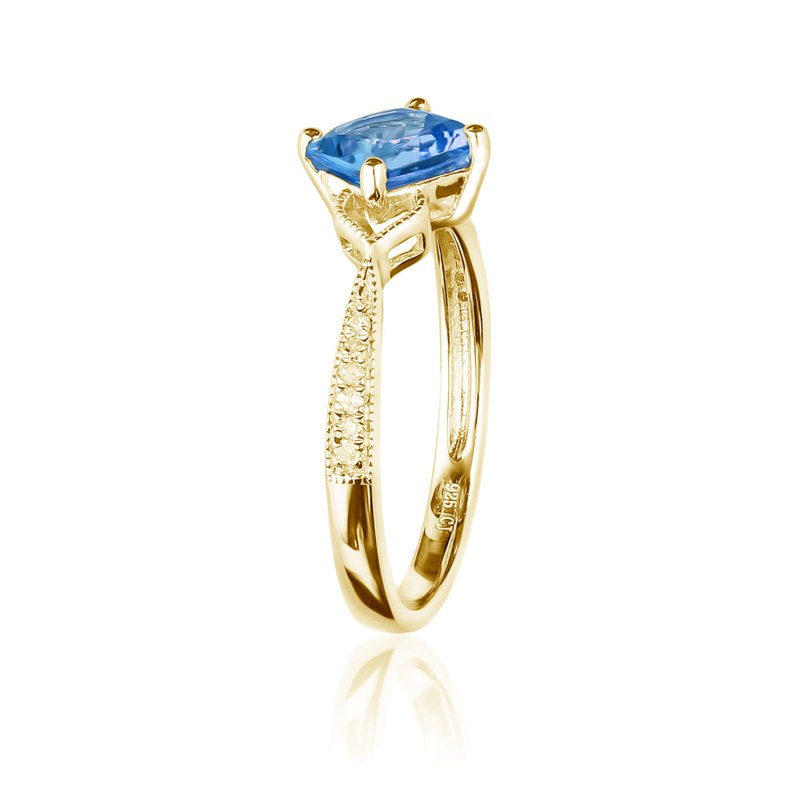 Aulani 10K Yellow Gold Cushion-Cut Brazilian London Blue Topaz Ring