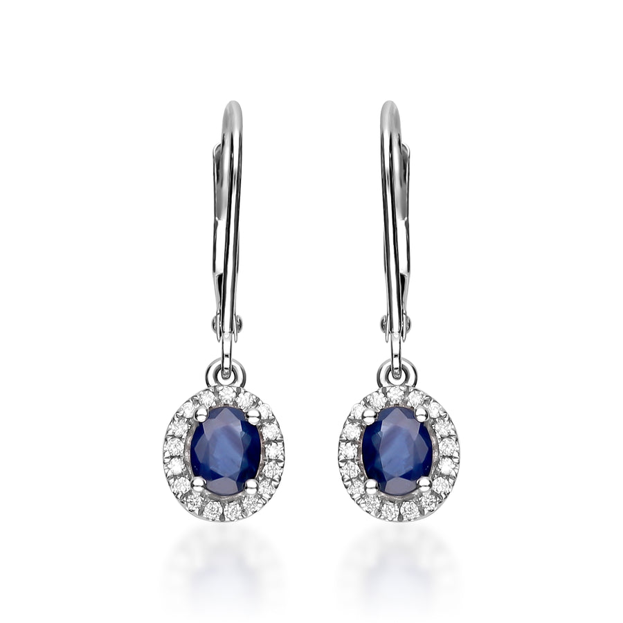 Eliana 10K White Gold Oval-Cut Ceylon Blue Sapphire Earrings