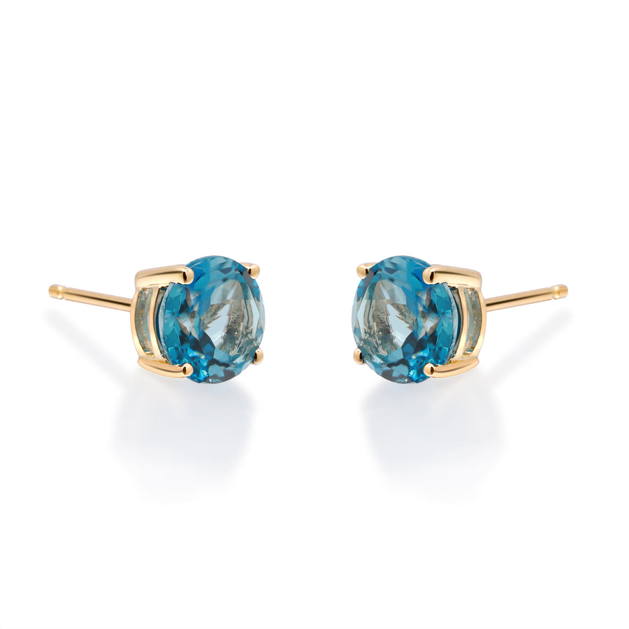 Alisson 14K Yellow Gold Round-Cut Brazilian London Blue Topaz Earring