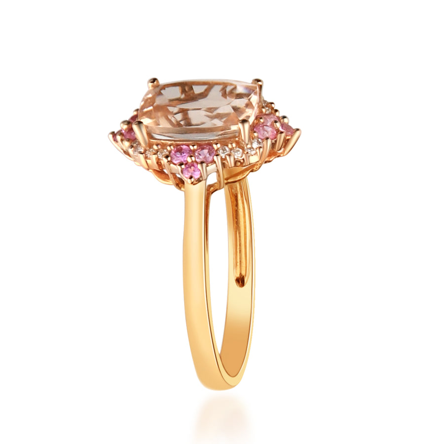 Estrella 14K Rose Gold Emerald-Cut Madagascar Morganite Ring