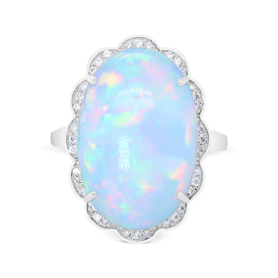 Vida 10K White Gold Oval-Cut African Opal Ring