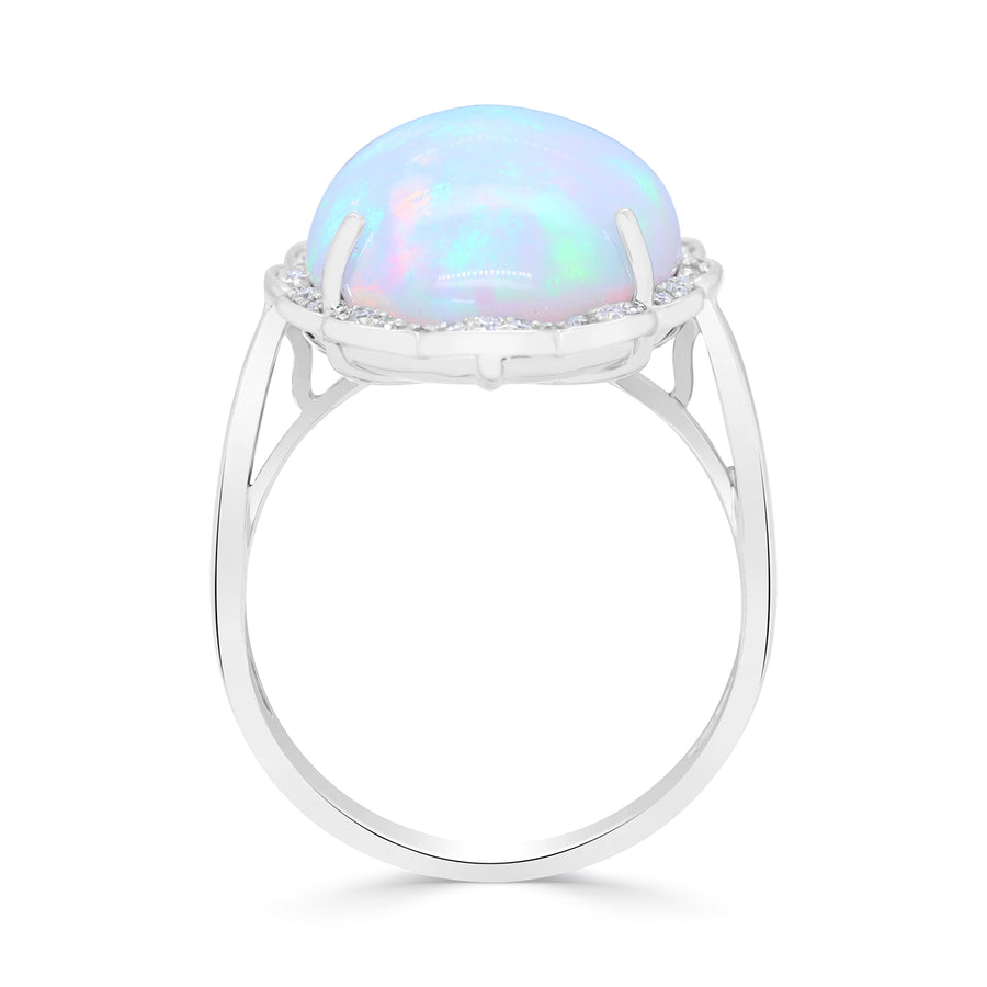 Vida 10K White Gold Oval-Cut African Opal Ring