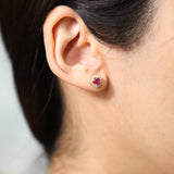 Aniya 14K Yellow Gold Round-Cut Mozambique Ruby Earring