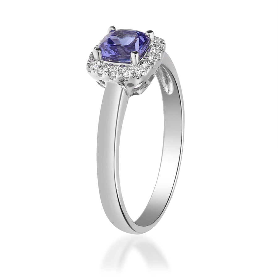 Amari 10K White Gold Cushion-Cut Tanzanian Tanzanite Ring