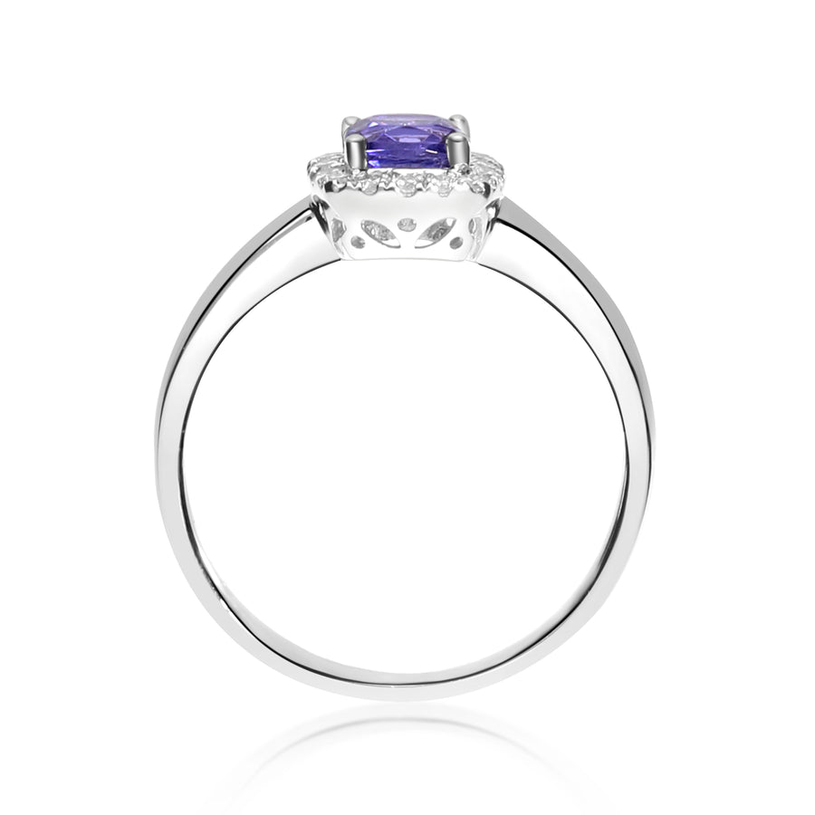 Amari 10K White Gold Cushion-Cut Tanzanian Tanzanite Ring