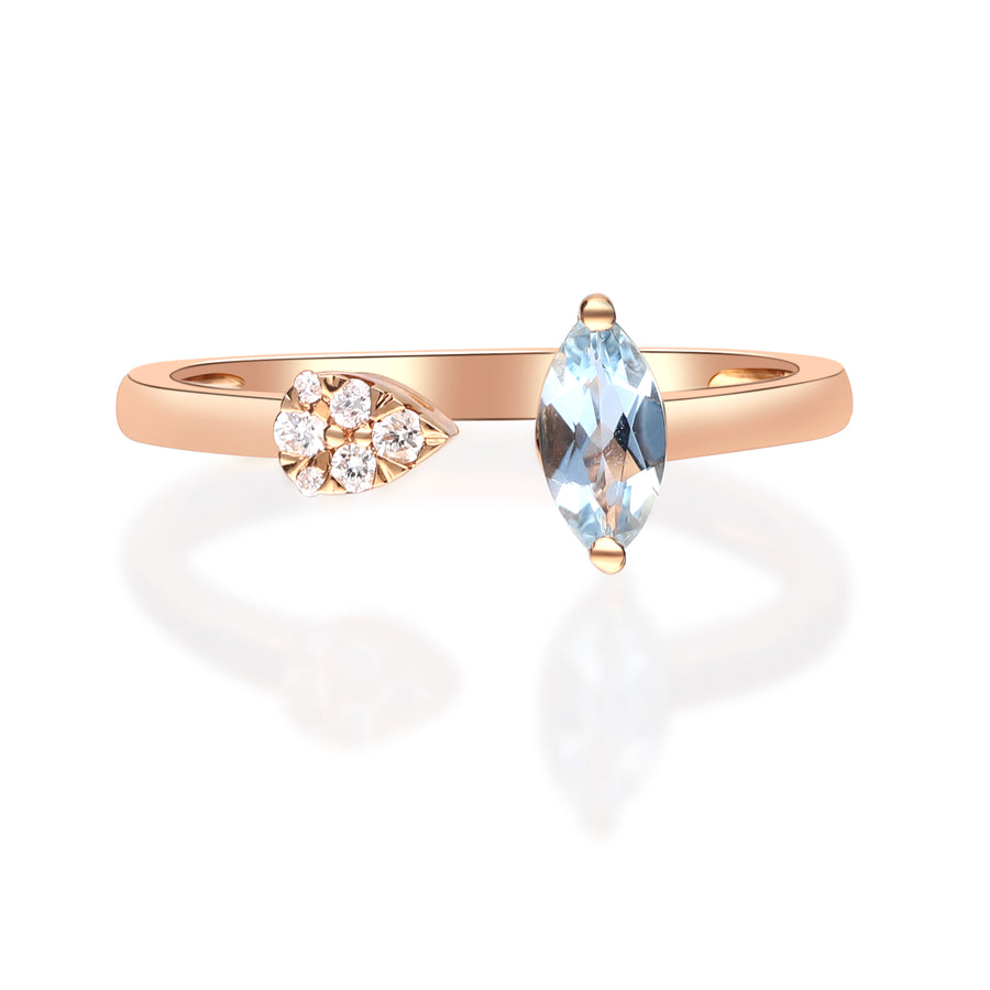 Alina 18K Rose Gold Marquise-Cut Brazilian Aquamarine Ring