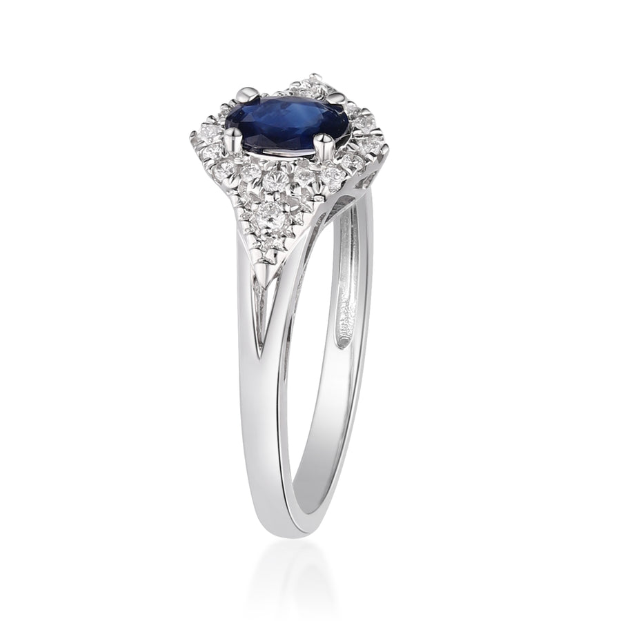 Alivia 10K White Gold Oval-Cut Ceylon Blue Sapphire Ring