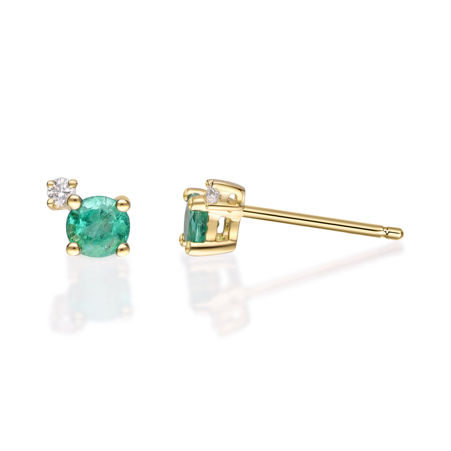 Brynlee 10K Yellow Gold Round-Cut Natural Zambian Emerald Earring