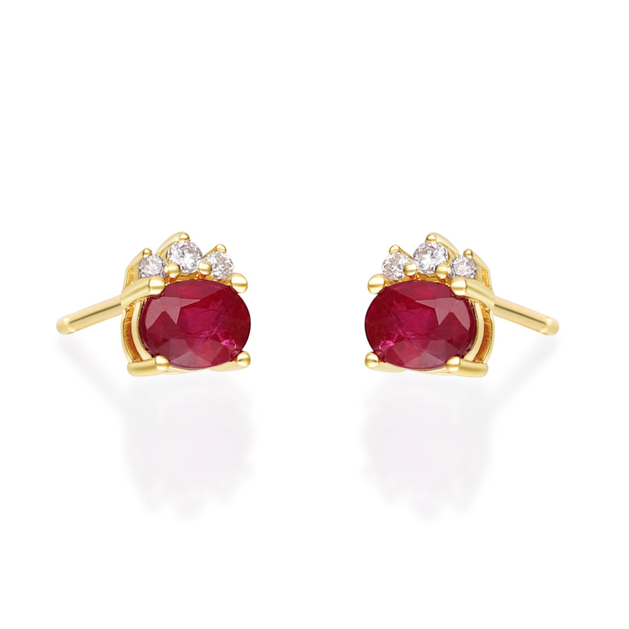 Bailee 10K Yellow Gold Oval-Cut Mozambique Ruby Earring