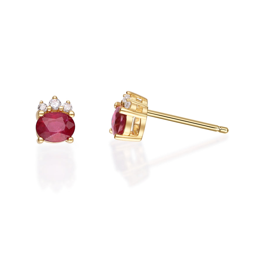 Bailee 10K Yellow Gold Oval-Cut Mozambique Ruby Earring