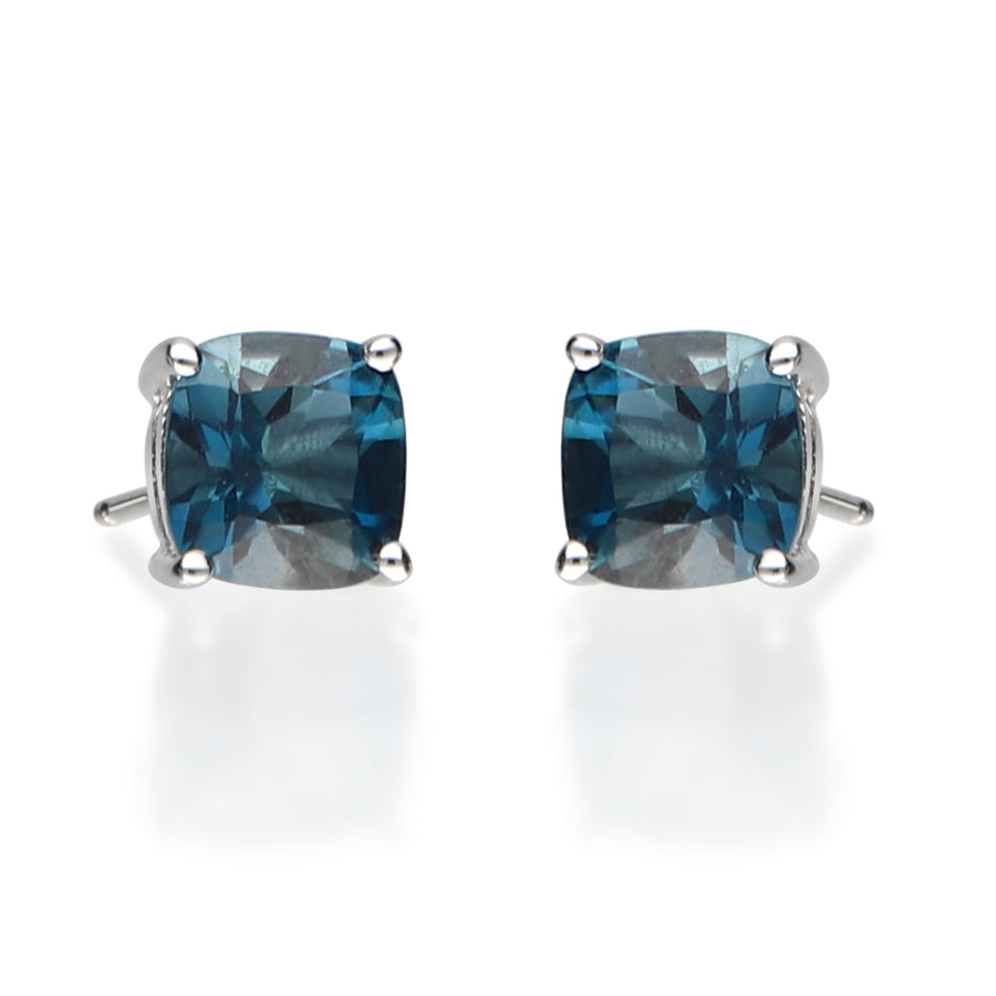 Camille 14K White Gold Cushion-Cut Brazilian London Blue Topaz Earring