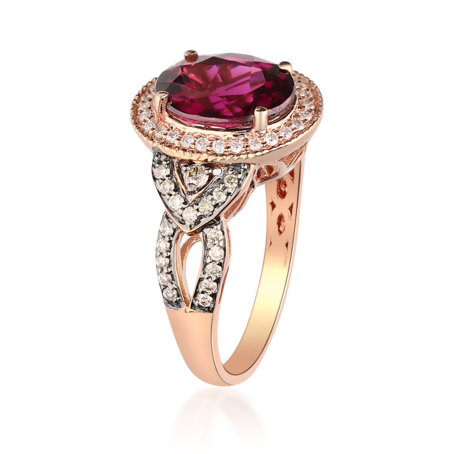 Ophelia 14K Rose Gold Oval-Cut Madagascar Rodholite Ring