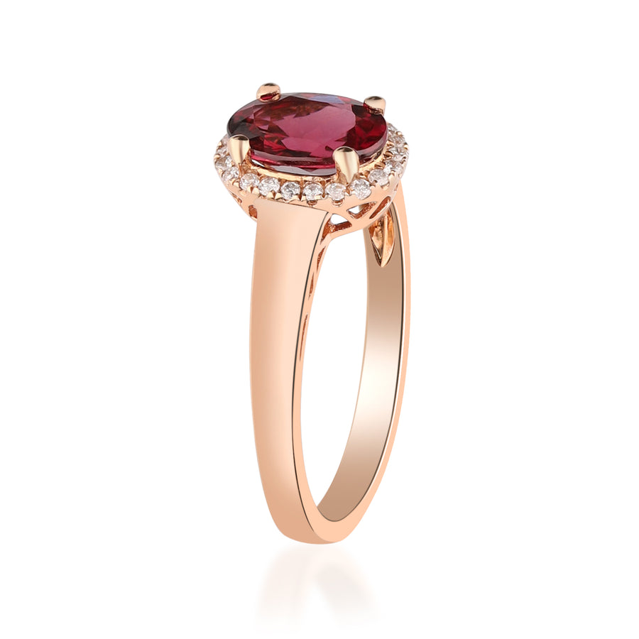 Lacey 10K Rose Gold Oval-Cut Madagascar Rodholite Ring