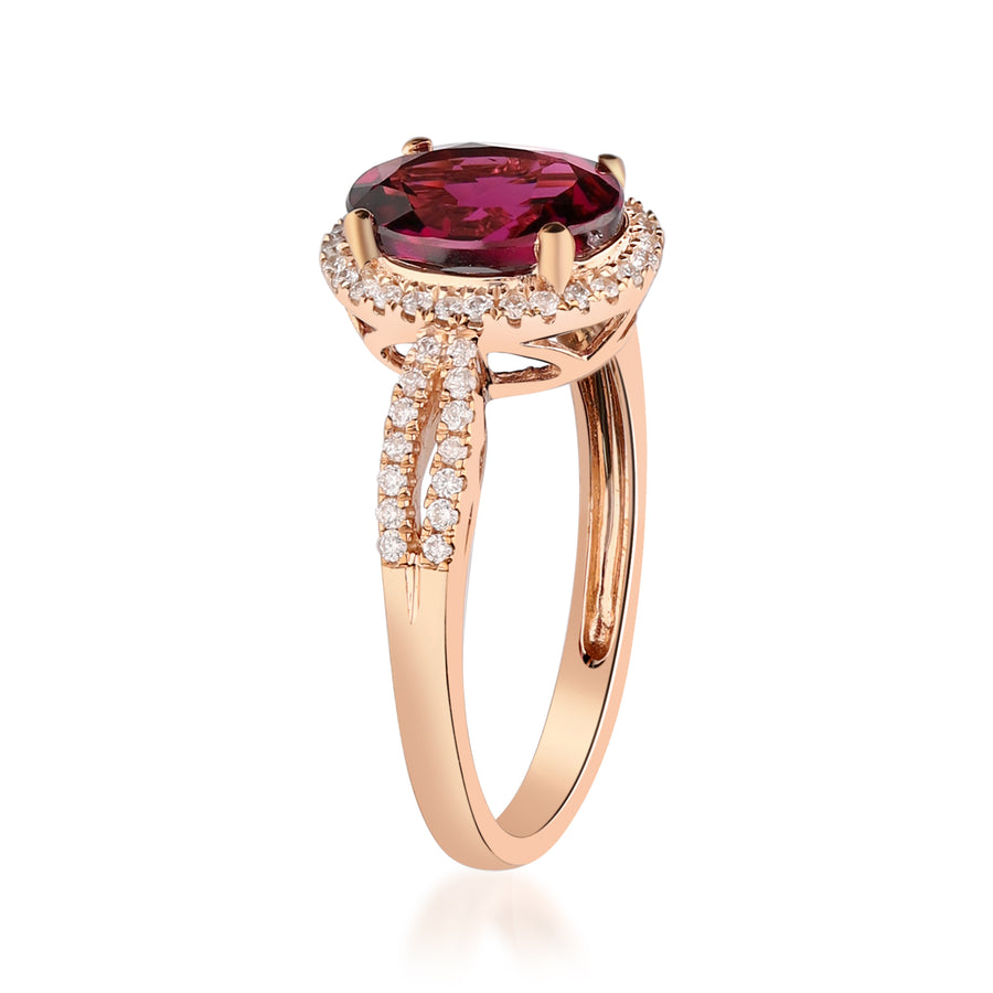 Lainey 10K Rose Gold Oval-Cut Madagascar Rhodolite Ring