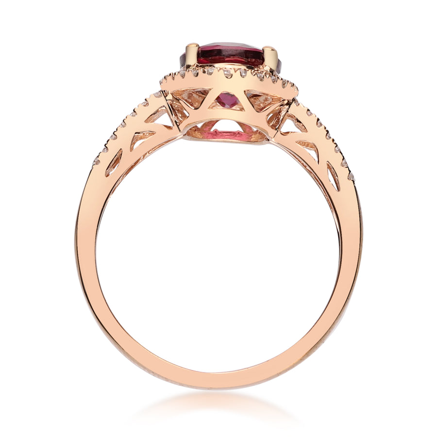 Lainey 10K Rose Gold Oval-Cut Madagascar Rhodolite Ring