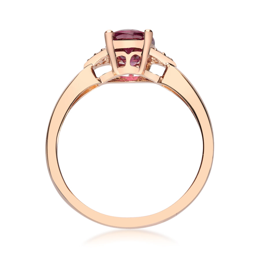 Lilly 10K Rose Gold Oval-Cut Madagascar Rhodolite Ring