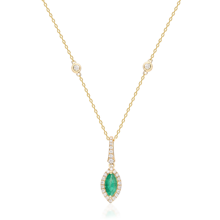 Kylee 10K Yellow Gold Marquise-Cut Natural Zambian Emerald Pendant