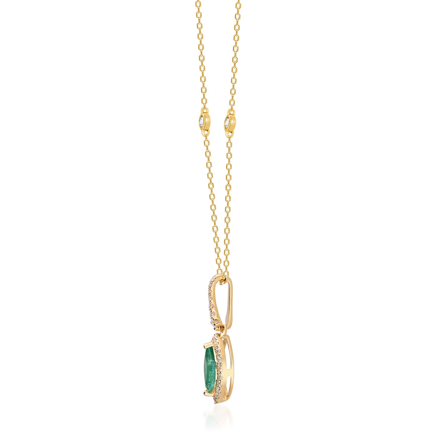 Kylee 10K Yellow Gold Marquise-Cut Natural Zambian Emerald Pendant