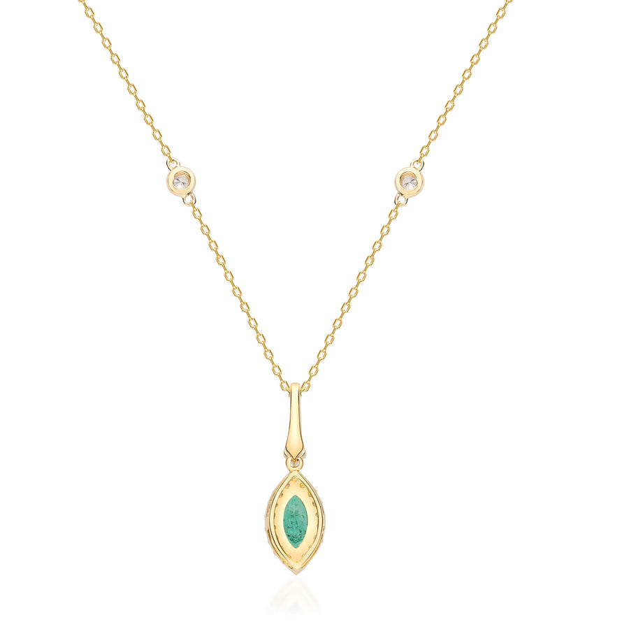 Kylee 10K Yellow Gold Marquise-Cut Natural Zambian Emerald Pendant