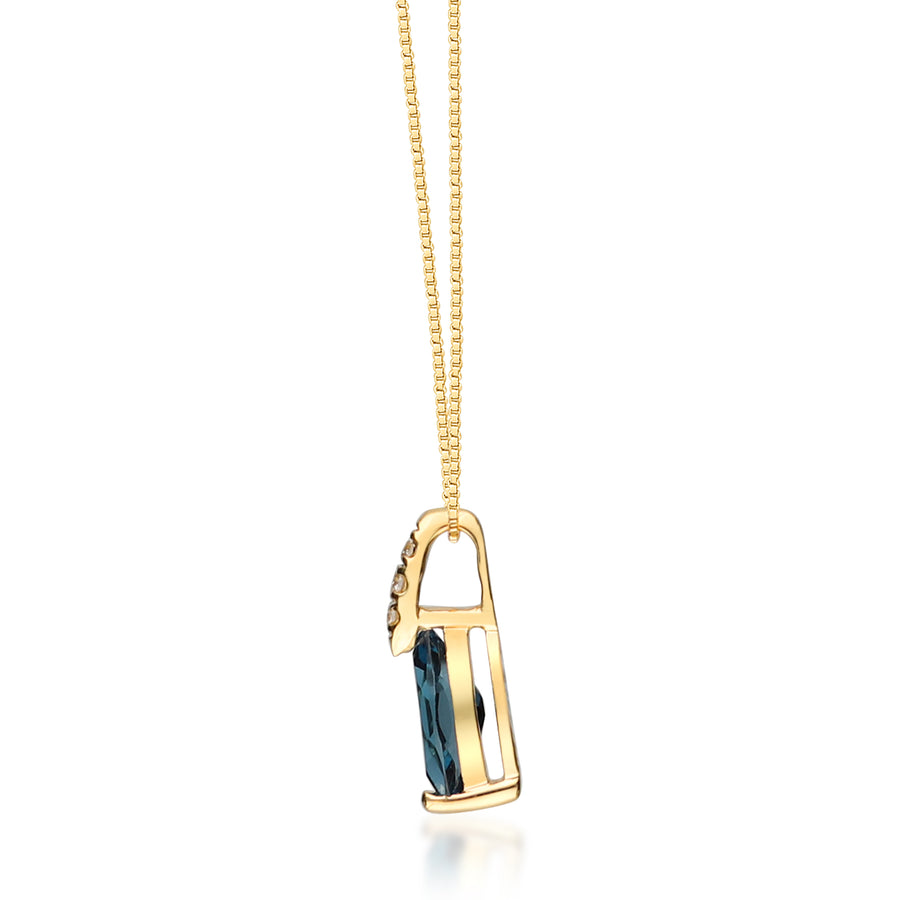 Bria 14K Yellow Gold Marquise-Cut Brazilian London Blue Topaz Pendant