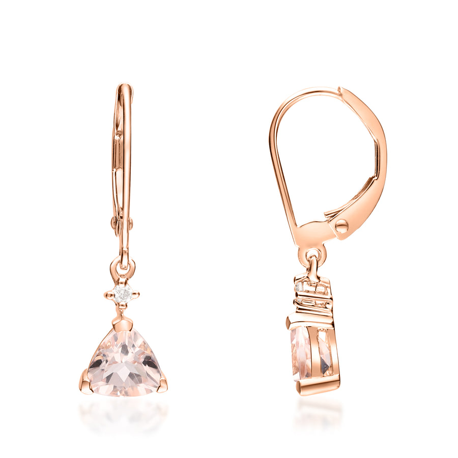 Jayleen 10K Rose Gold Trillion-Cut Madagascar Morganite Earring