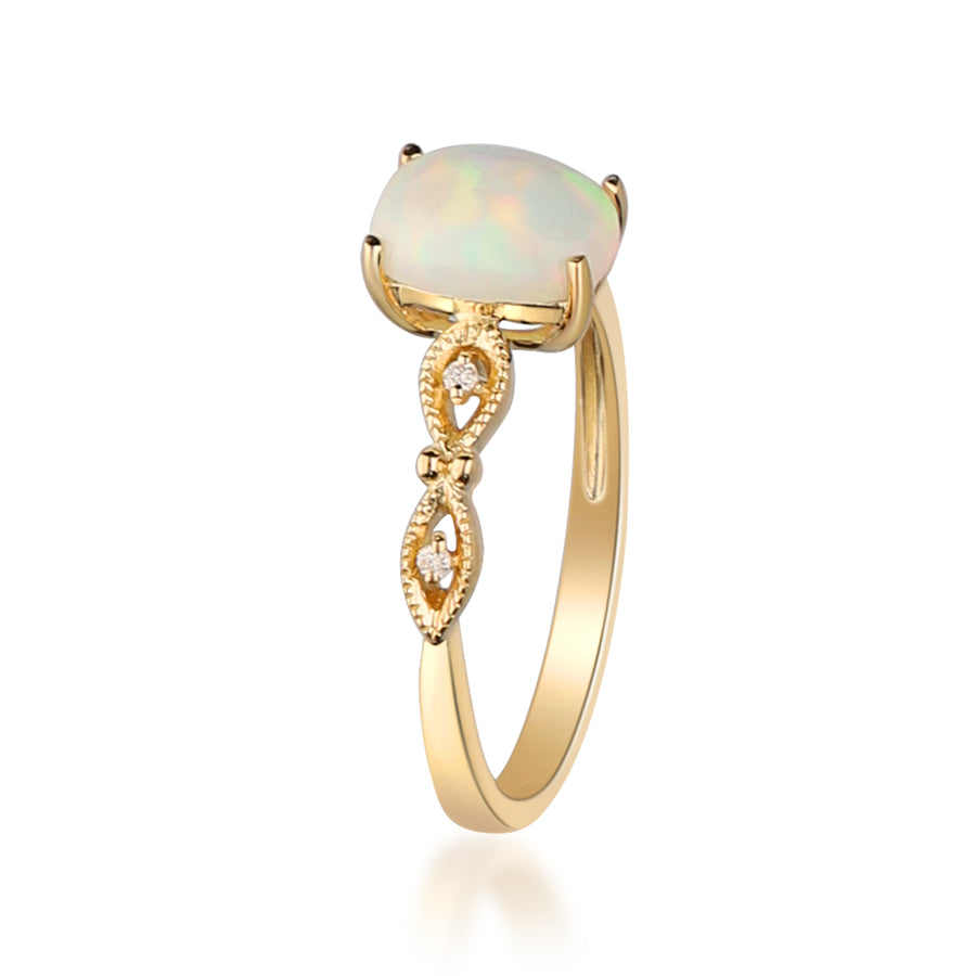 Sabrina 14K Yellow Gold Cushion-Cut Natural African Opal Ring