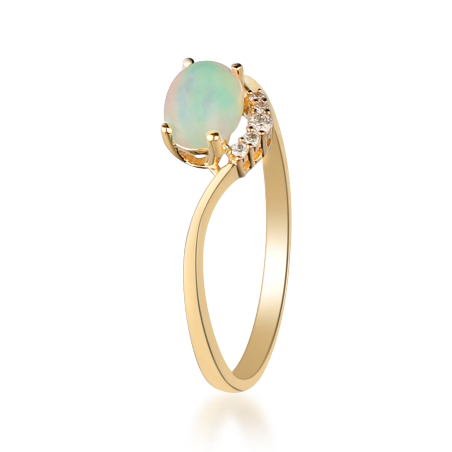 Amirah 14K Yellow Gold Oval-Cut Natural African Opal Ring