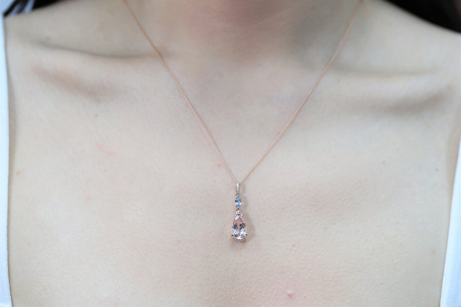 Vera 10K Rose Gold Pear-Cut Madagascar Morganite Pendant