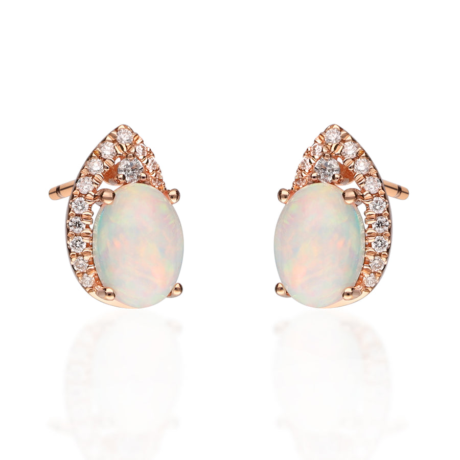 Sky 14K Rose Gold Oval-Shape Natural African Opal Earrings