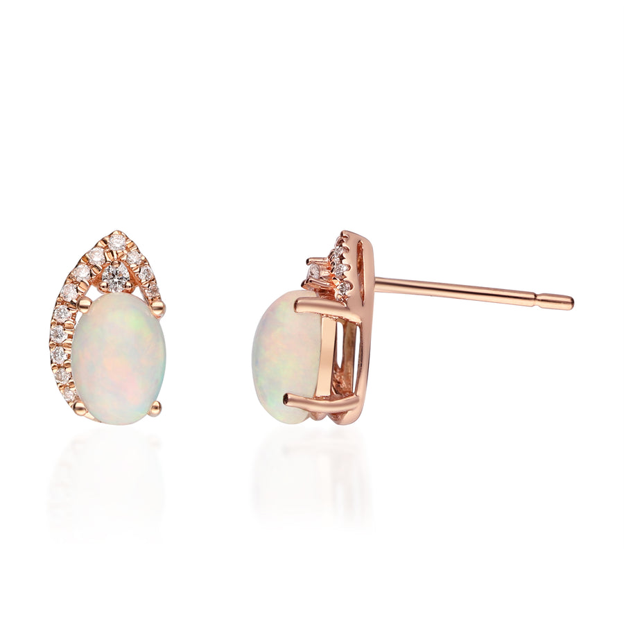 Sky 14K Rose Gold Oval-Shape Natural African Opal Earrings