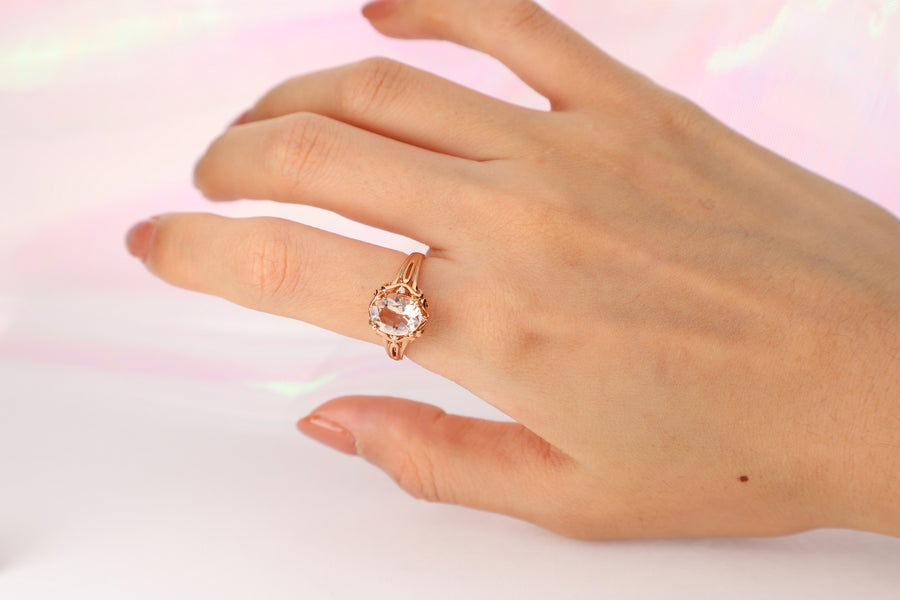 Gracelynn 10K Rose Gold Oval-Cut Madagascar Morganite Ring