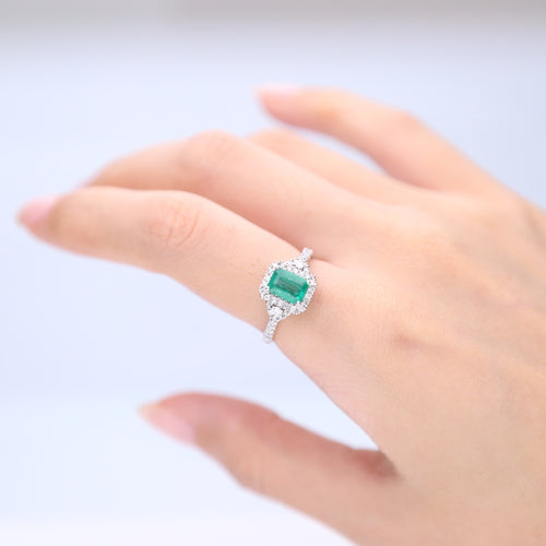 Emilia 14K White Gold Emerald-Cut Emerald Ring