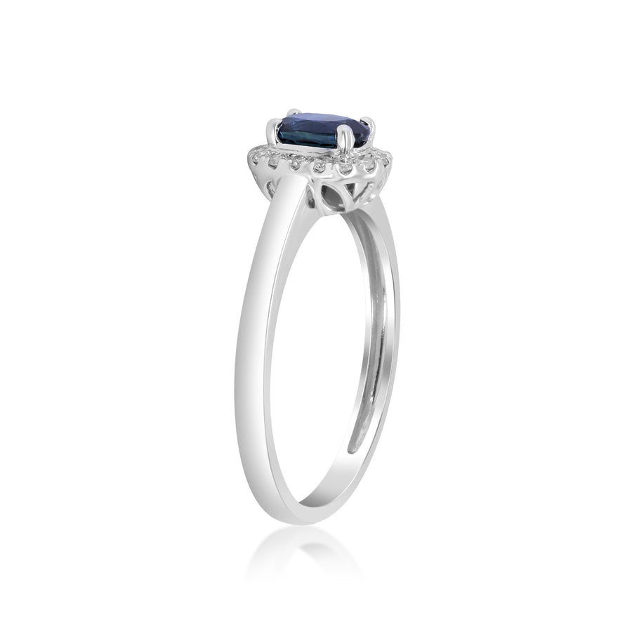 Alivia 10K White Gold Oval-Cut Ceylon Blue Sapphire Ring