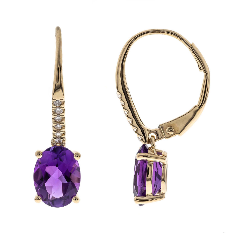 Haley 14K Yellow Gold Oval-Cut Brazilian Amethyst Earring