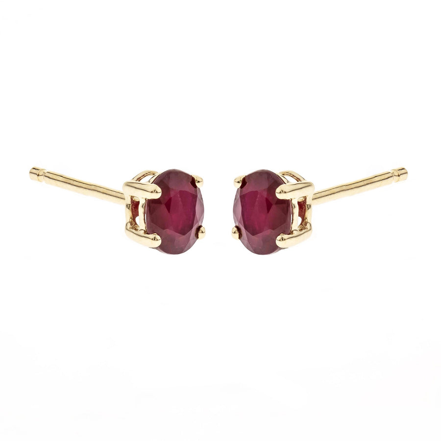 Jessie 14K Yellow Gold Oval-Cut Mozambique Ruby Earring