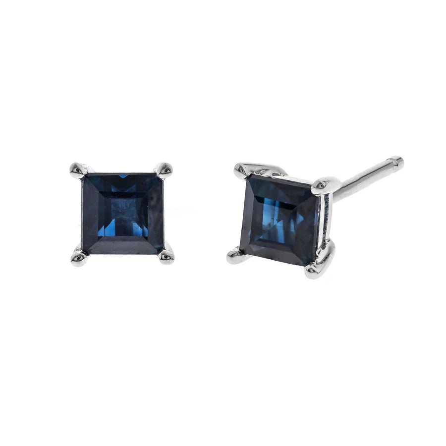 Hallie 14K White Gold Square-Cut Ceylon Blue Sapphire Earring