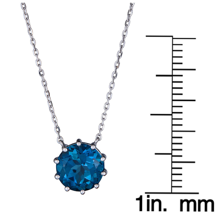 Miranda 10K White Gold Round-Cut Brazilian London Blue Topaz Necklace