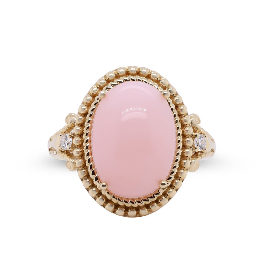 Eva 14K Yellow Gold Oval-Tab Peruvian Pink Opal Ring