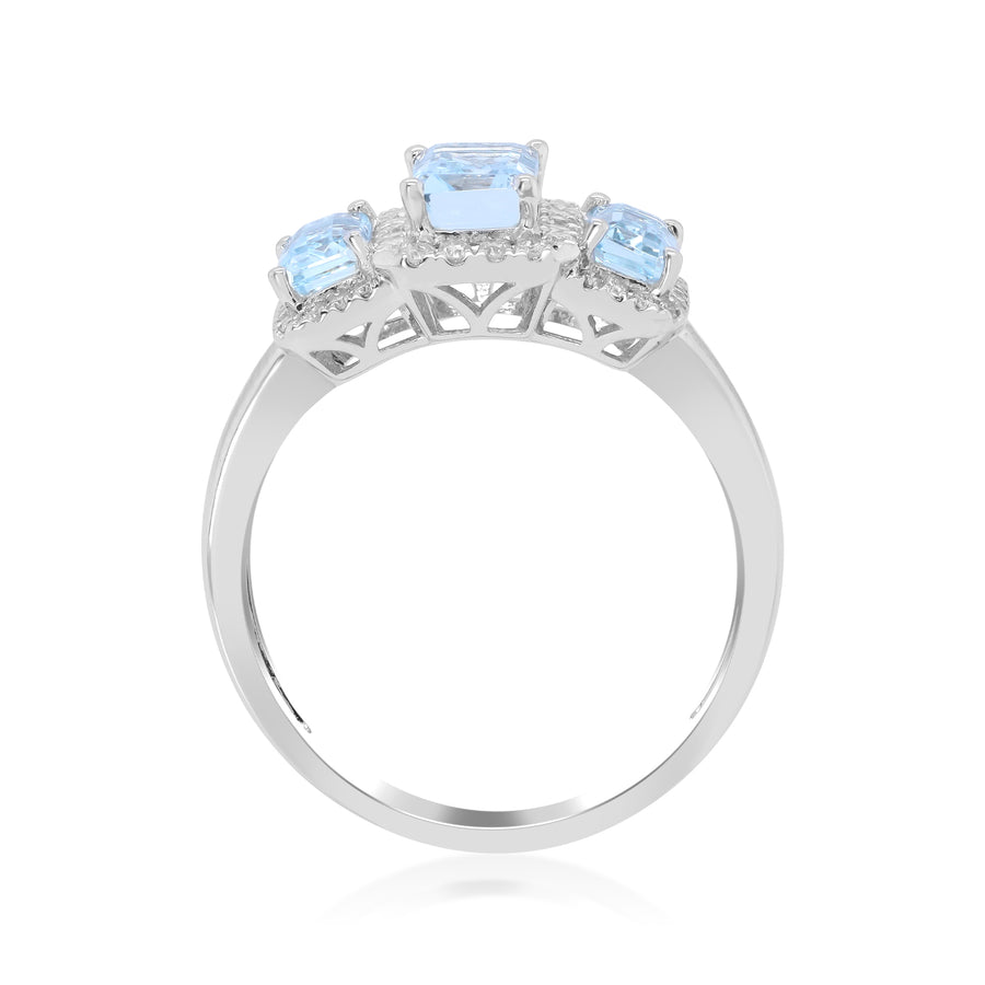 Alohi 14K White Gold Emerald-Cut Brazilian Aquamarine Ring