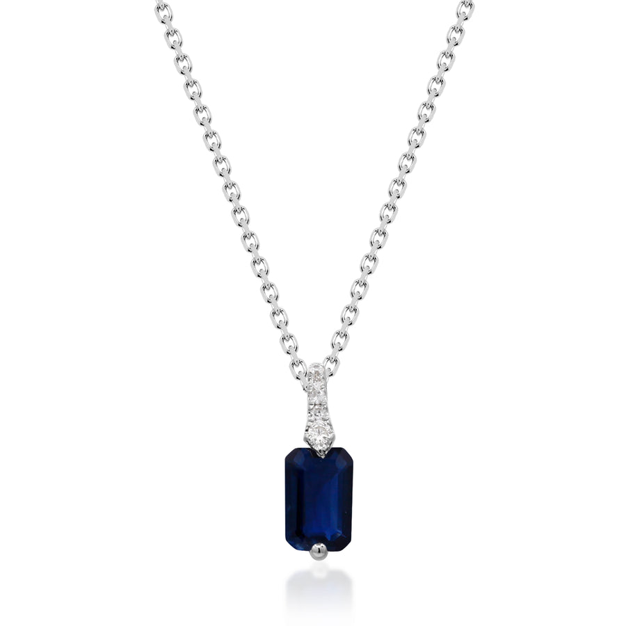 Nova 10K White Gold Emerald-Cut Ceylon Blue Sapphire Pendant