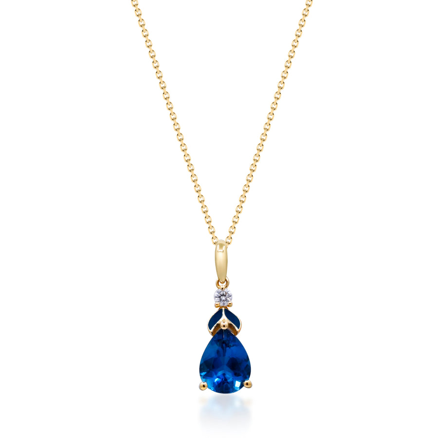 Valerie 10K Yellow Gold Pear-cut Brazilian London Blue Topaz Pendant