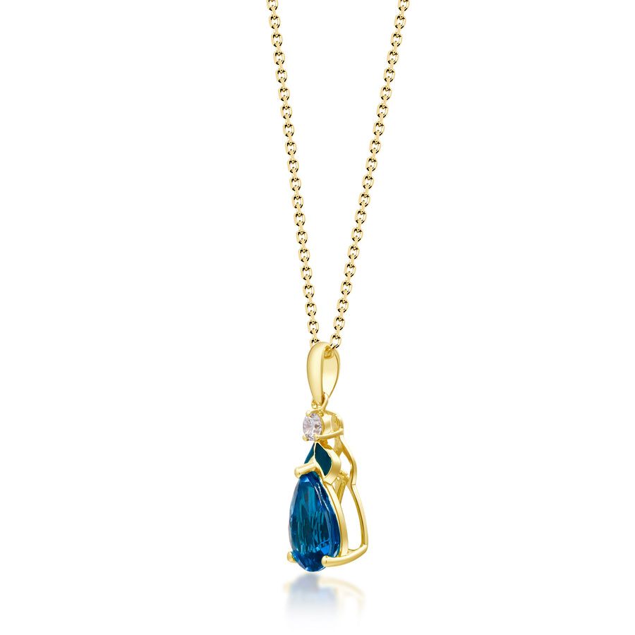 Valerie 10K Yellow Gold Pear-cut Brazilian London Blue Topaz Pendant