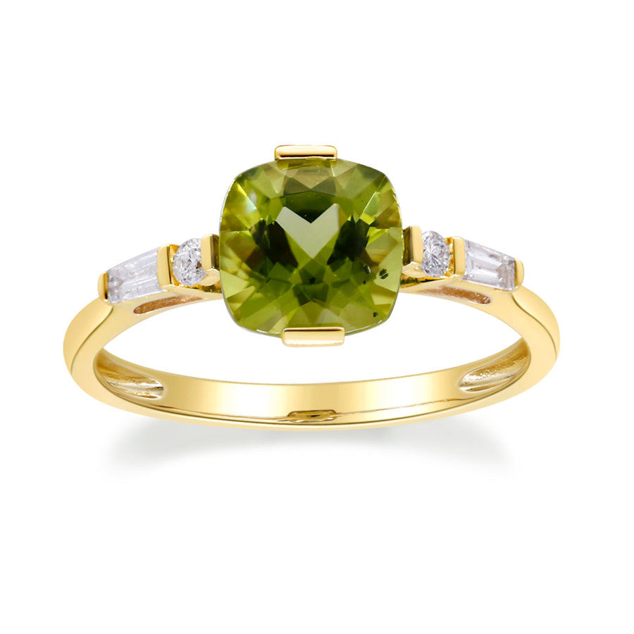 Brinley 14K Yellow Gold Cushion-Cut Manchurian Peridot Ring