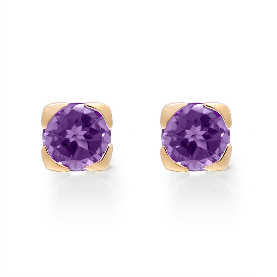 Aria 10K Yellow Gold Round-Cut Brazilian Amethyst Earring