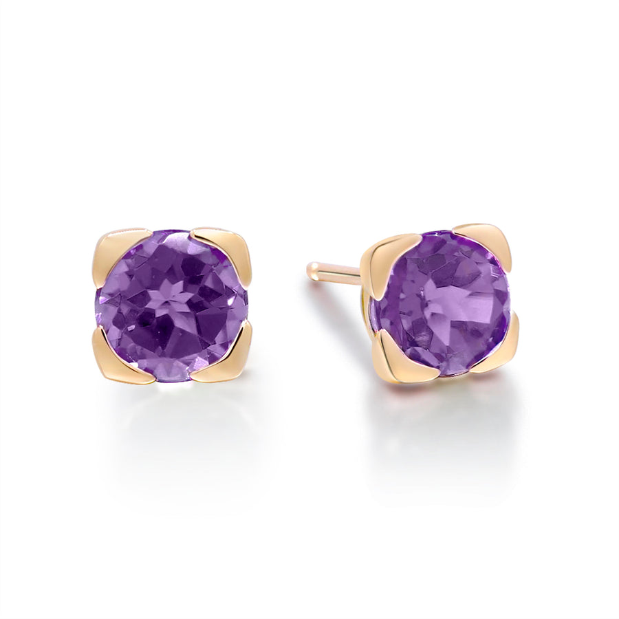 Aria 10K Yellow Gold Round-Cut Brazilian Amethyst Earring