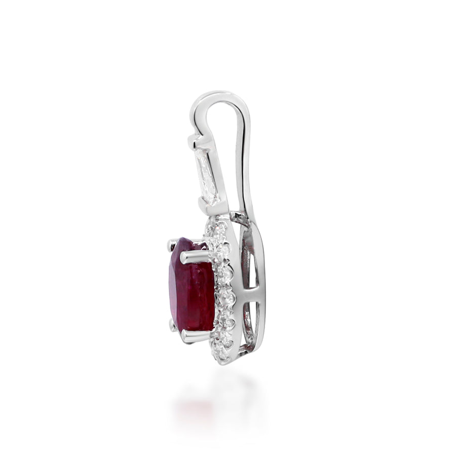 Lillian 10K White Gold Oval-Cut Mozambique Ruby Pendant