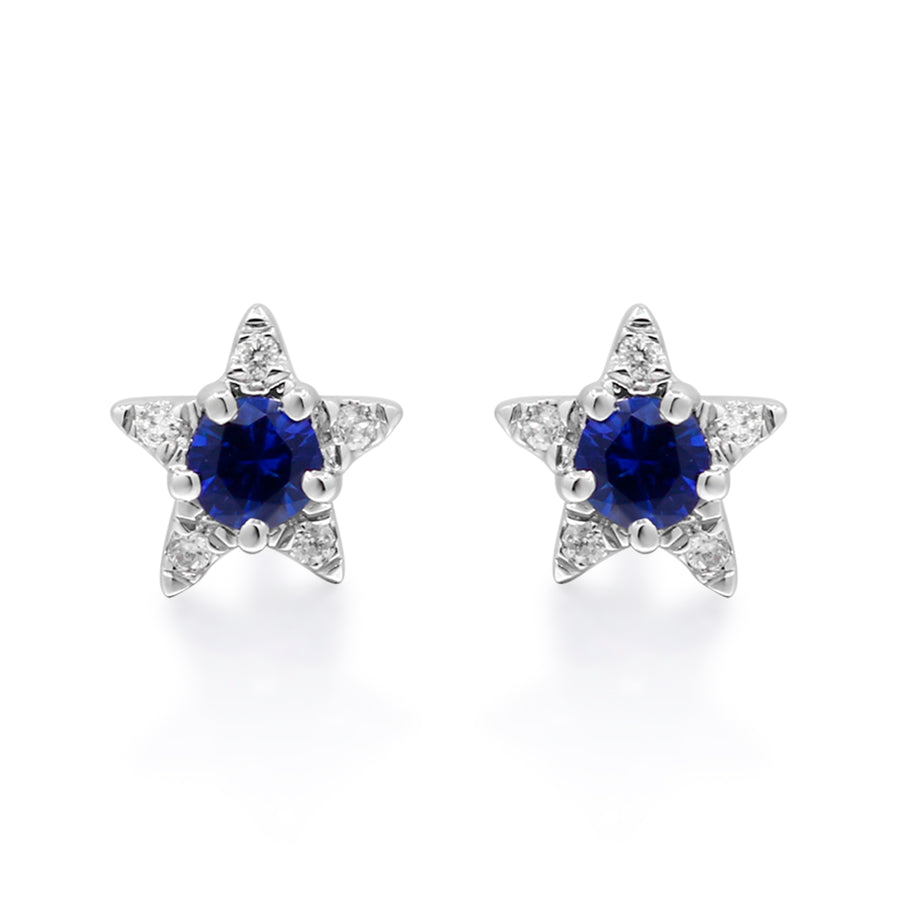 Maren 10K White Gold Round-Cut Ceylon Blue Sapphire Earring