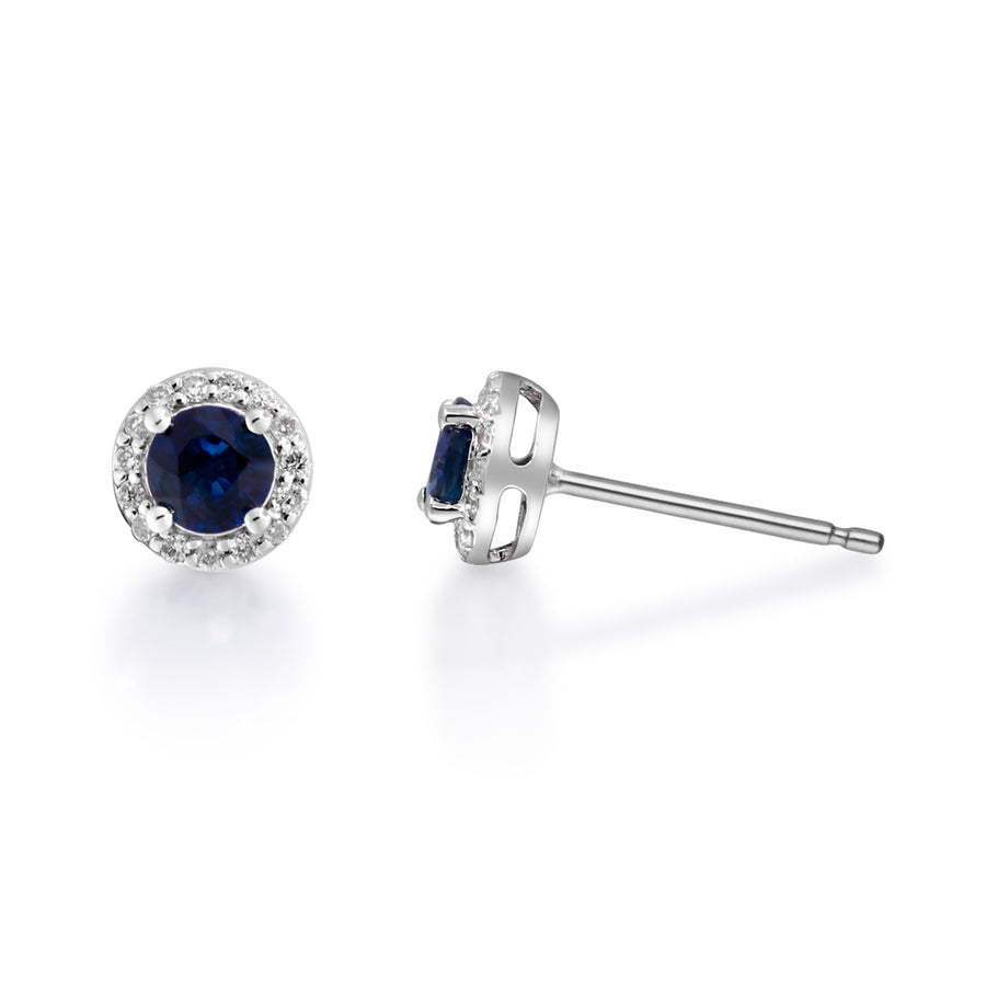 Sofia 14K White Gold Round-Cut Ceylon Blue Sapphire Earring