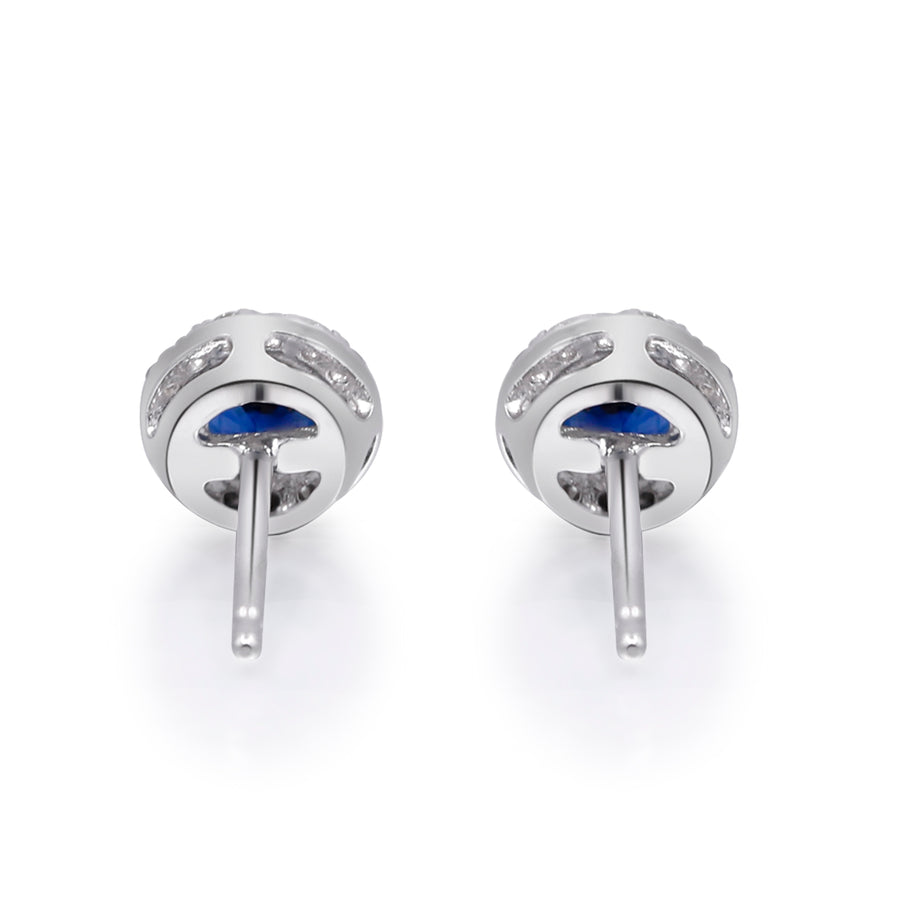 Sofia 14K White Gold Round-Cut Ceylon Blue Sapphire Earring